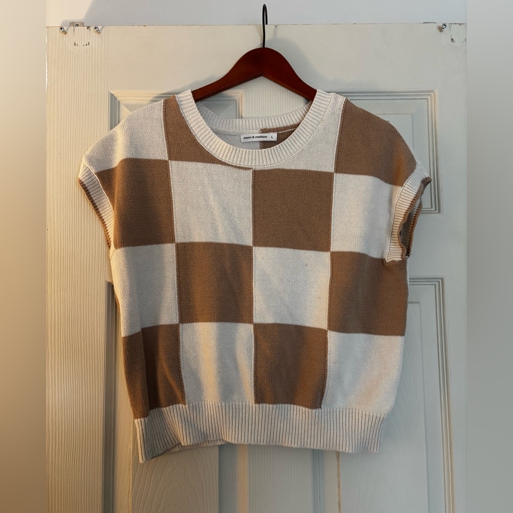 Moon & Madison - Checker Sweater Shirt